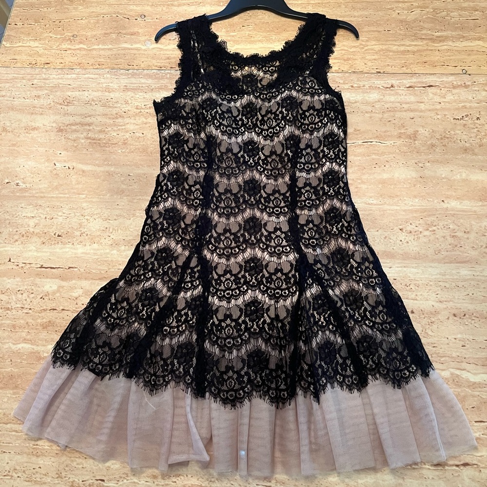 Betsy & Adam Black and Cream Dress